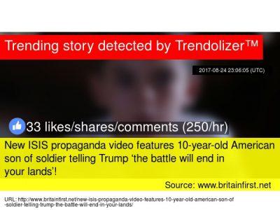 10-year-old American son of soldier telling Trump ‘the battle will end in your lands’