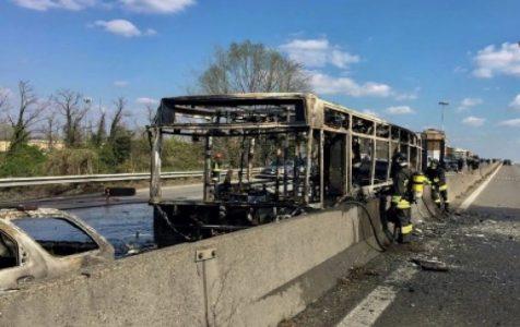 Italian police rescue 51 children as migrant driver torches school bus