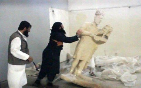 Uzbek terrorists affiliated with Hayat Tahrir al-Sham destroyed antiquities in the Idlib Museum
