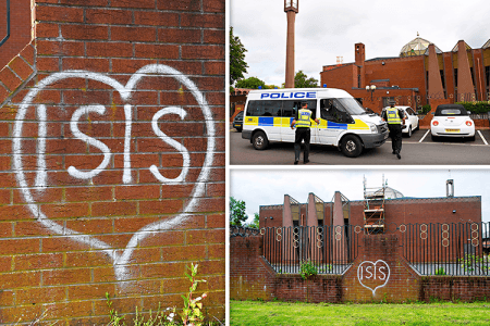 ISIS graffiti on walls of Glasgow Central Mosque