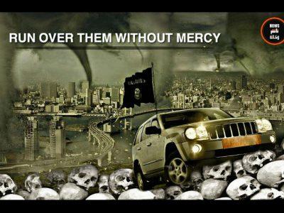 Islamic State poster shows car crushing skulls: ‘Run over them without mercy’