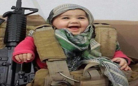 Collection of ISIS children propaganda showing children with guns and babies next to firearms
