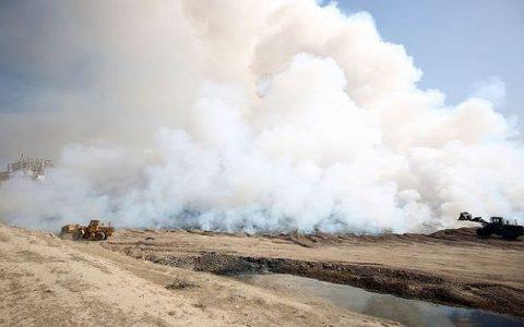 Bizarre purple flames emerge as ISIS blows up sulphur plant near Mosul