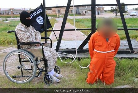 Disabled ISIS murderer crucifies one of three spies killed by the group in Libya