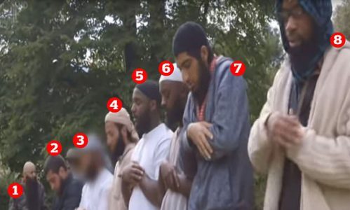 The eight men who stood in prayer behind Islamic State flag in London