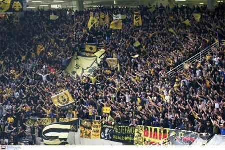 Greek basketball fans wave Hezbollah and Palestinian flags during match