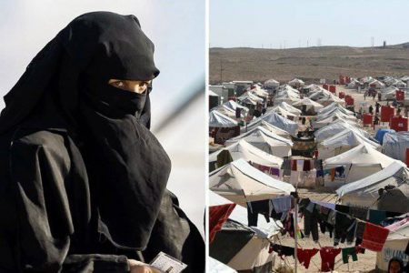 Islamic State jihadi brides raise group’s black flag over refugee camp