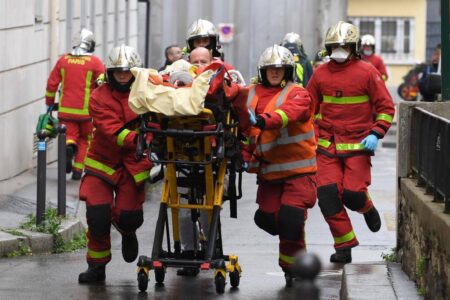 Four people stabbed in a knife attack near the former Charlie Hebdo offices in Paris