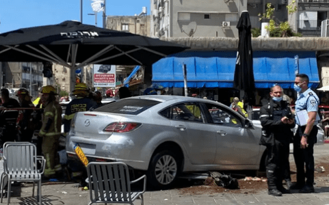 At least fifteen injured after vehicle runs into benches at Bat Yam cafe