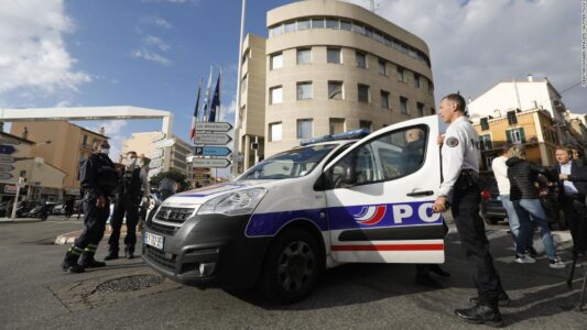 Policeman saved by bullet-proof vest in attempted stabbing terror attack in southern France