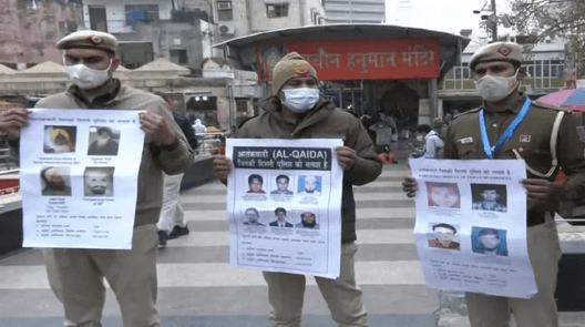 Indian police put up posters of suspected terrorists near Connaught Place Hanuman temple