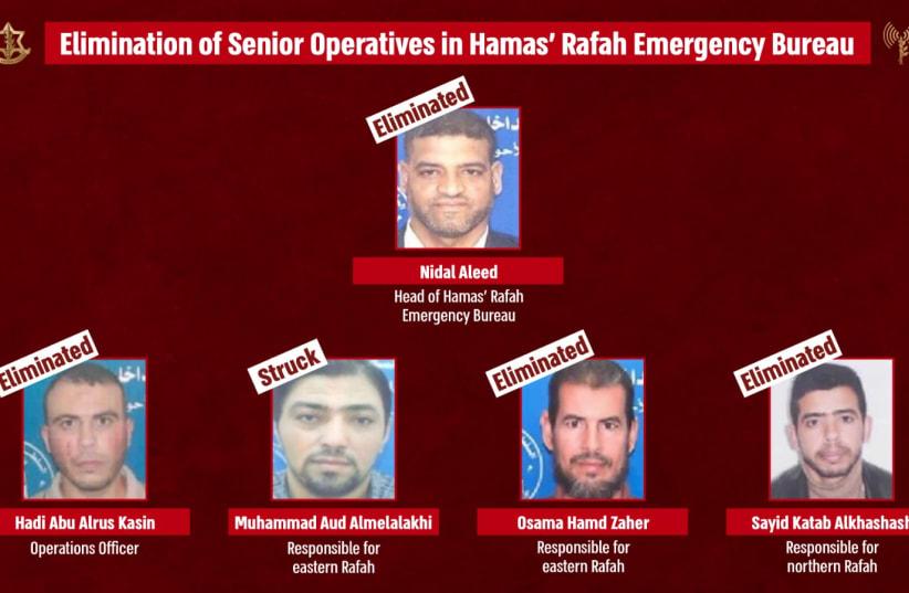 Israel kills five senior Hamas officials in Rafah operation, IDF announces